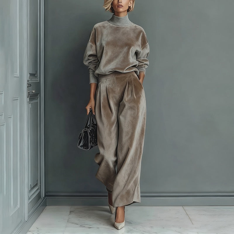 Luxury Velour Pleated Set