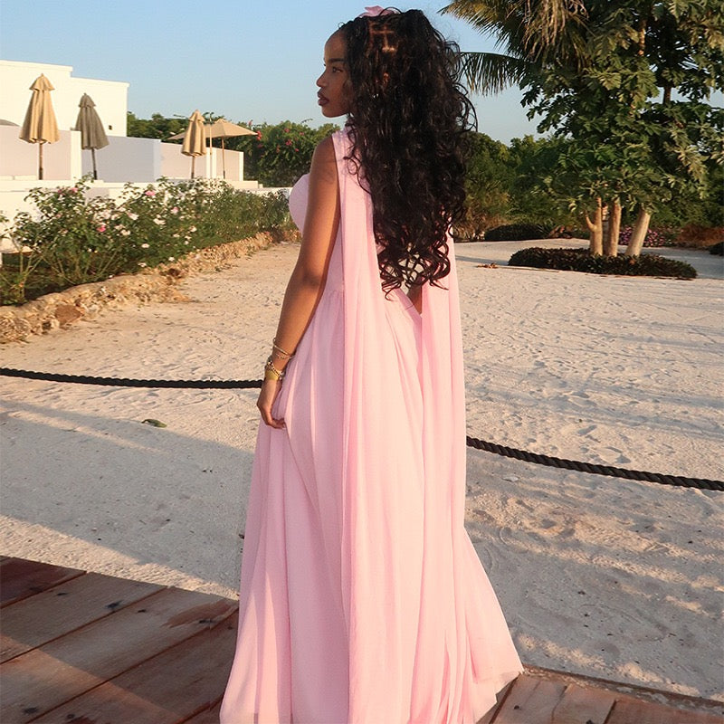 Pink Plain Dress