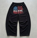 Graphic Wide-Leg Black Sweatpants