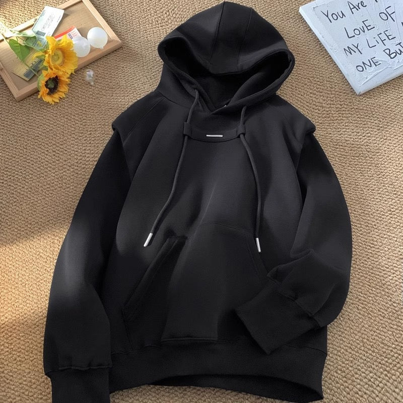 Minimalist Layered-Effect Hoodies (Black & White)