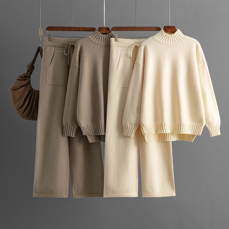 Luxe Ribbed Mock-Neck Knit Set