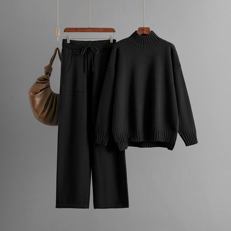 Luxe Ribbed Mock-Neck Knit Set