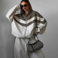 Retro Chevron Two-Tone Oversized Tracksuit Set