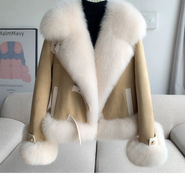 Suede and Fur Toggle Jacket