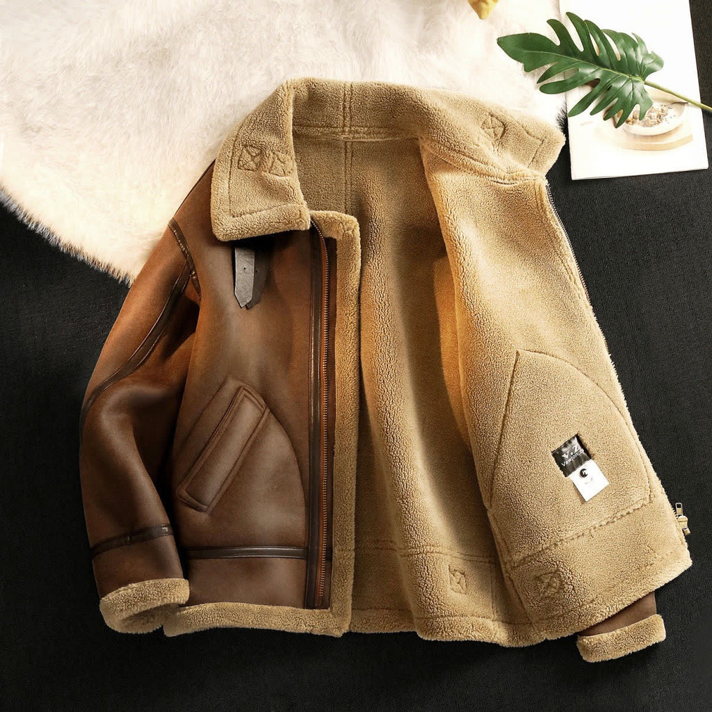 Vintage Faux-Shearling Aviator Jacket