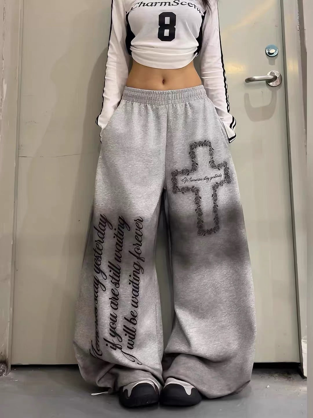 Wide-Leg Graphic Sweatpants