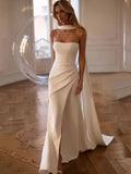 Minimalist Column Gown with Scarf-Cape Dress