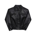 Minimalist Boxy Faux-Leather Zip Jacket
