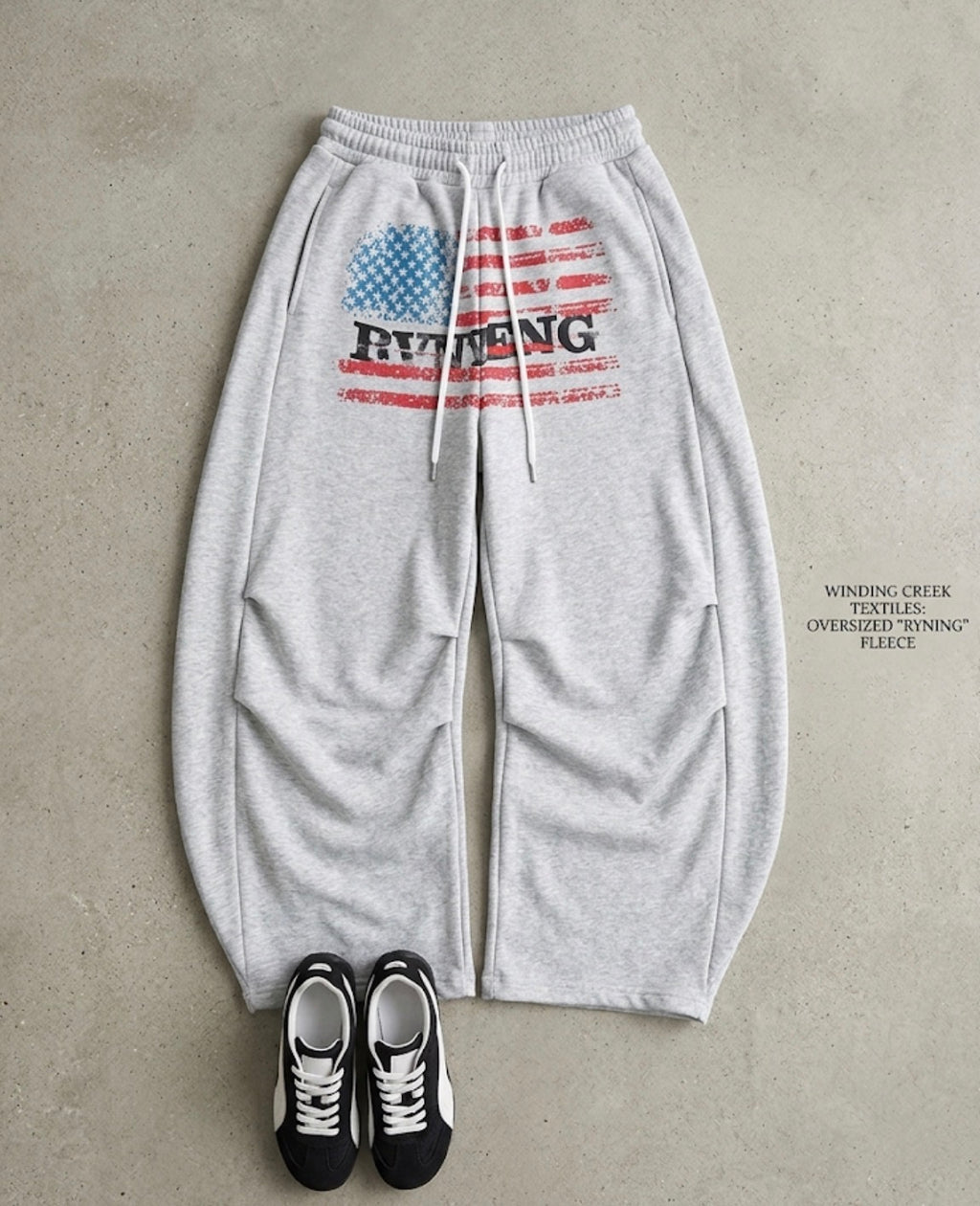 Graphic Wide-Leg Black Sweatpants