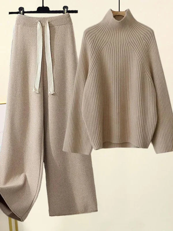 The Cashmere-Blend Ribbed Knit Loungewear
Set