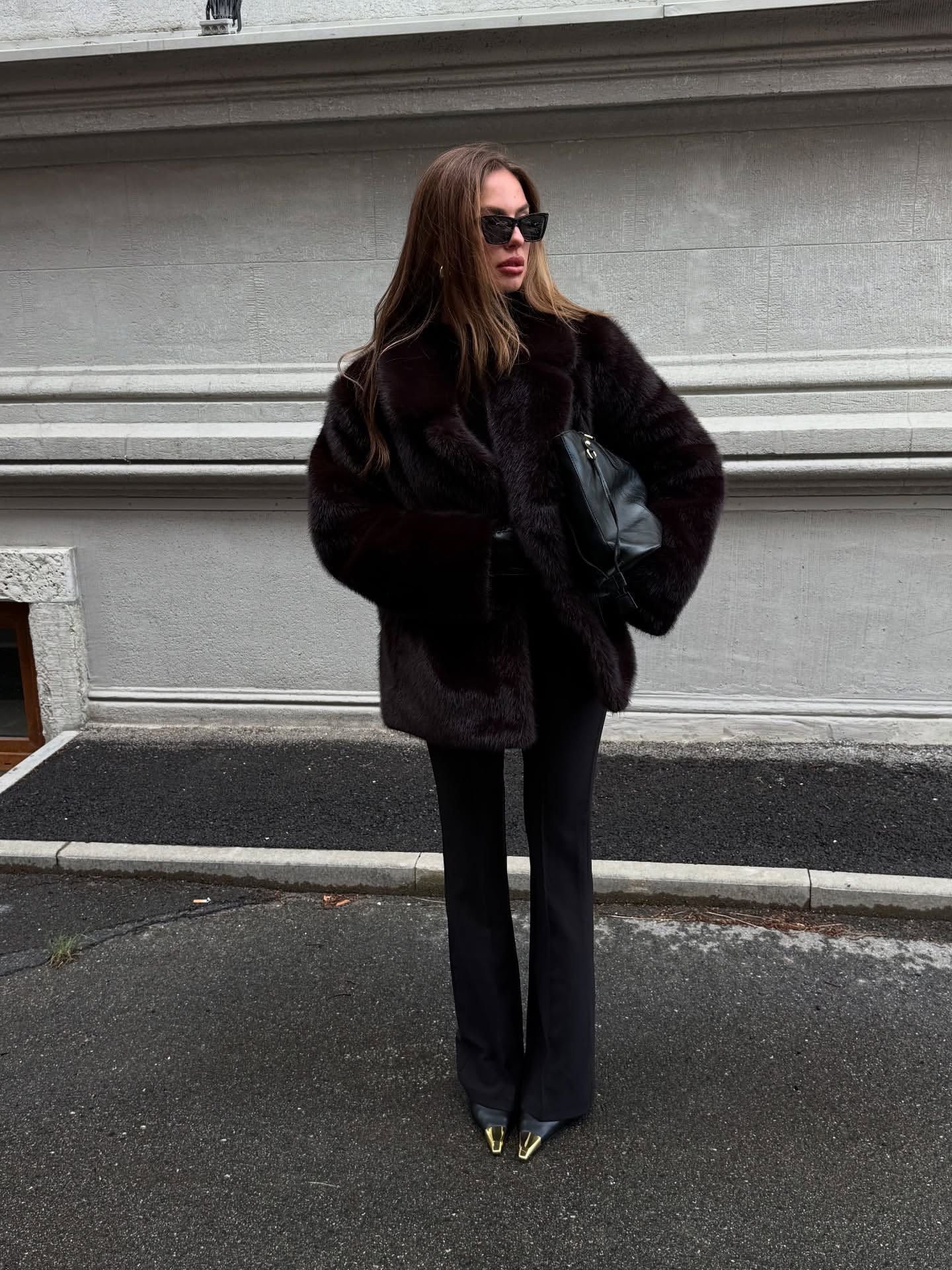 Cropped Shaggy Faux-Fur Jacket
