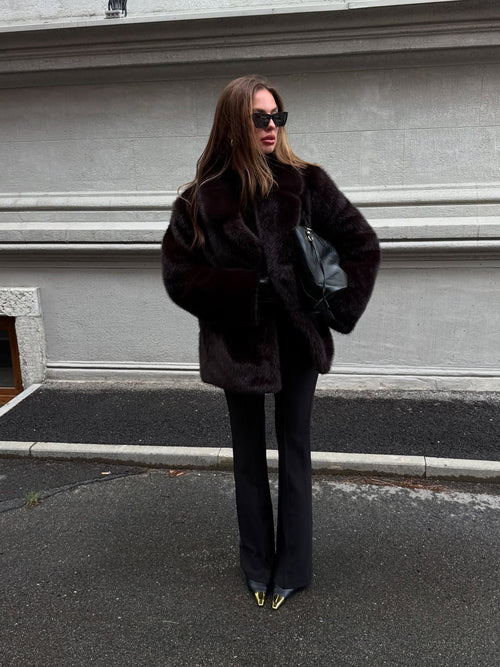Cropped Shaggy Faux-Fur Jacket