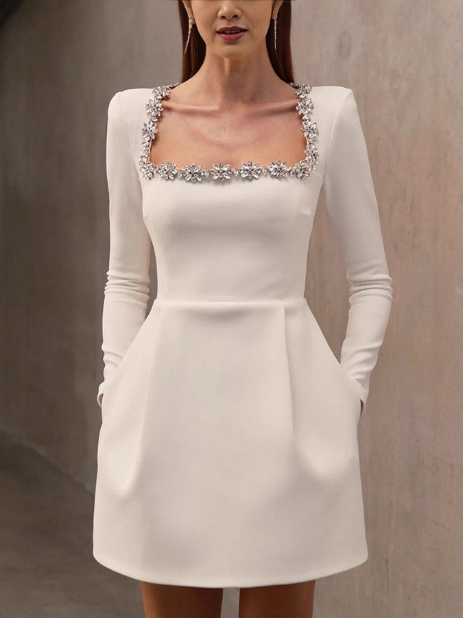 OUDINA Spring Fashionable Elegant Casual Long Sleeve Dress
